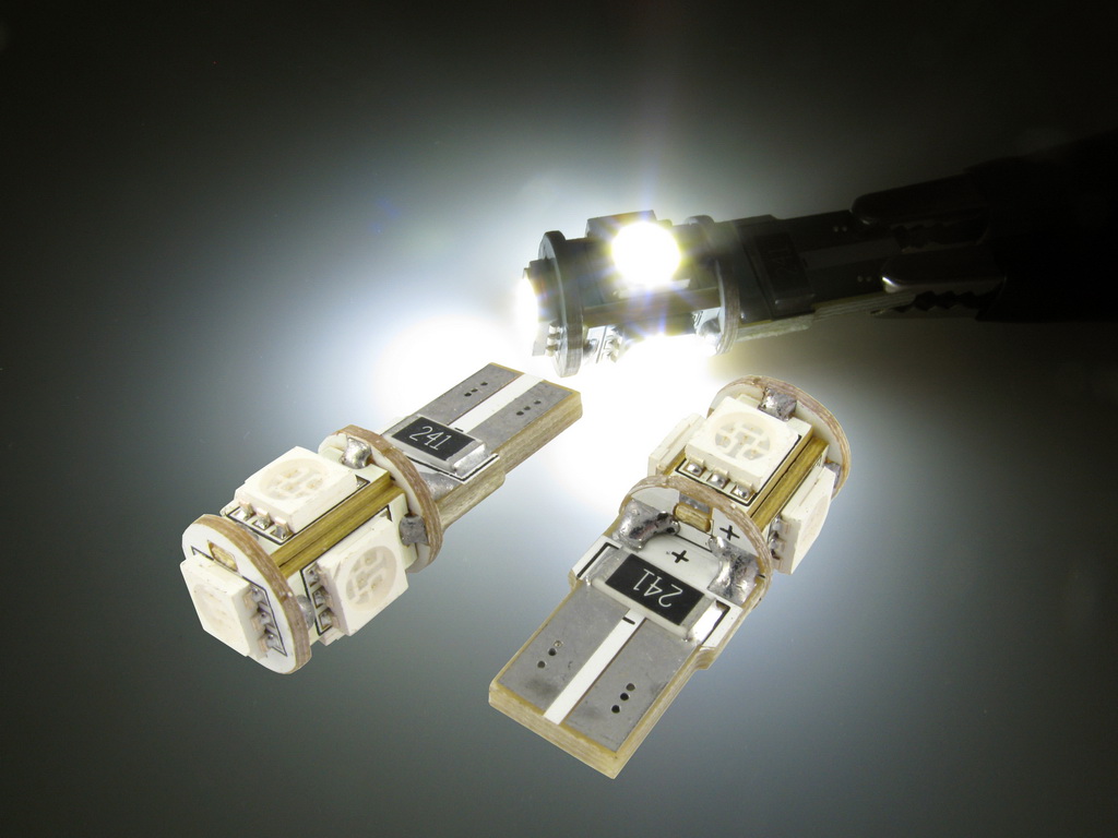 T10 W5W CANbus LED lampa med 5x 5050 SMD för 12 V